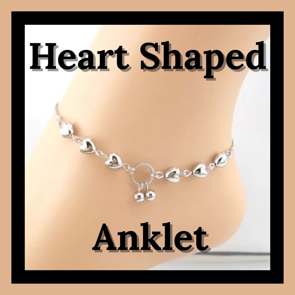 Darling Silver Tone Heart ❤️ Anklet
